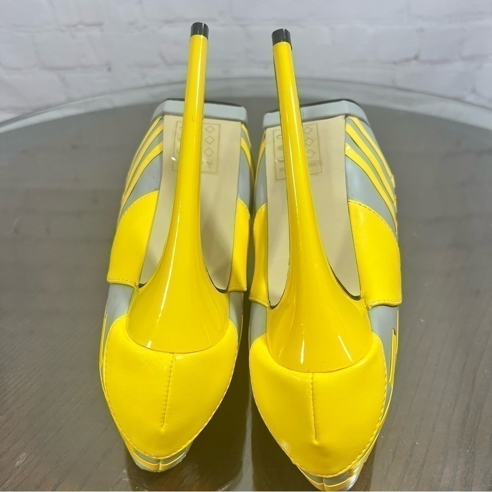 BEAU & ASHE super sexy sky high 6” heels with 2” platforms Yellow & Grey 6 Euc - Picture 6 of 16